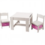 Masuta Pastel White 3 in 1 cu tabla de scris si spatii de stocare - MDF Liberty House